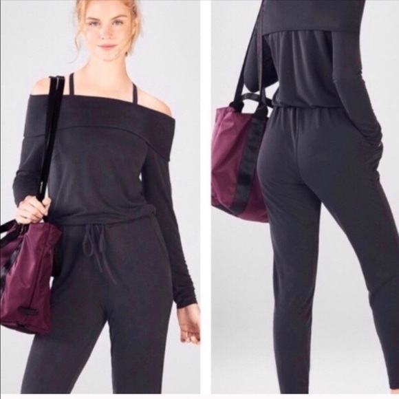 fabletics off shoulder jumpsuit